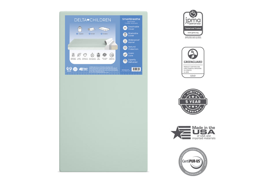 Green (107C) 3-SmartBreathe Washable Toddler Mattress