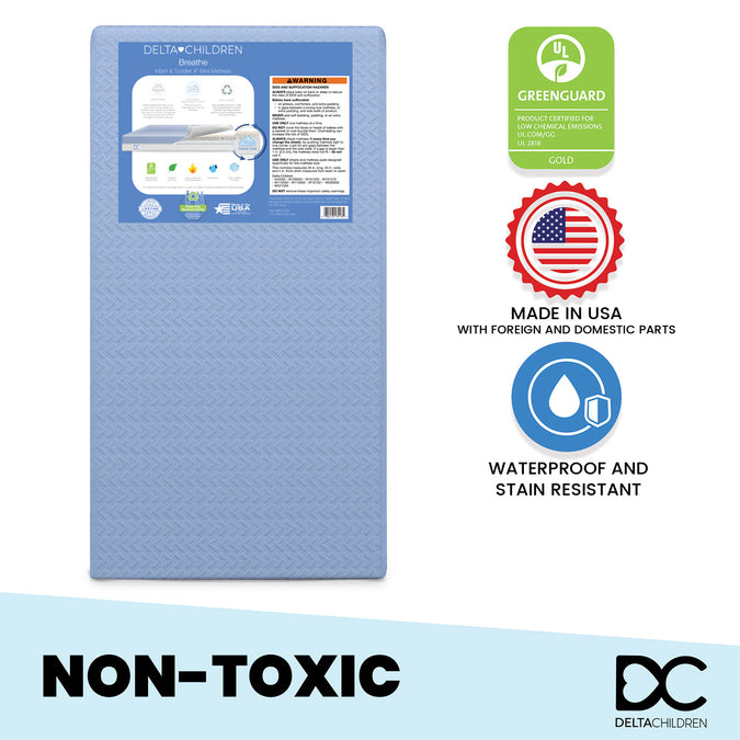 No Color (NO) 2-Breathe 4-inch Breathable Mini Baby Crib Mattress with Cloud Core