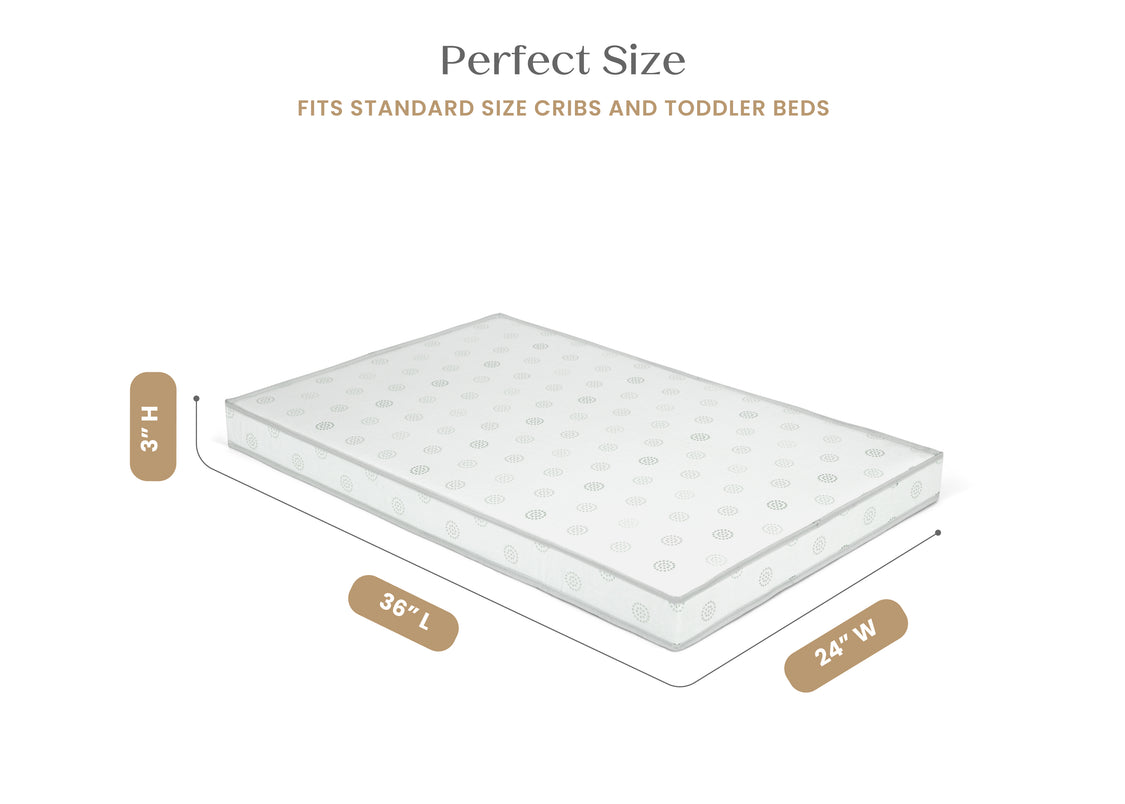 Mattress dimensions labeled with height, width, and length on a white background