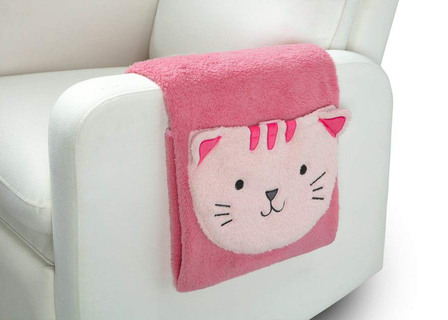 Magenta Cat (1246) 1-Sherpa Throw Blanket with Storage Pocket for Kids