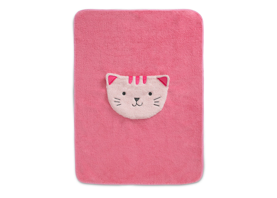 Magenta Cat (1246) 2-Sherpa Throw Blanket with Storage Pocket for Kids