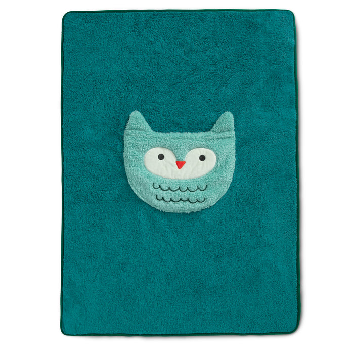 NU80180GN 1250 pocket sherpa blanket owl silo 101 3-Sherpa Throw Blanket with Storage Pocket for Kids
