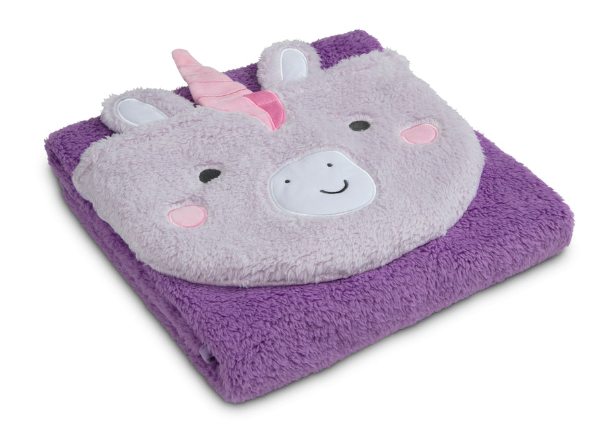 Purple Unicorn (1256) 18-Sherpa Throw Blanket with Storage Pocket for Kids
