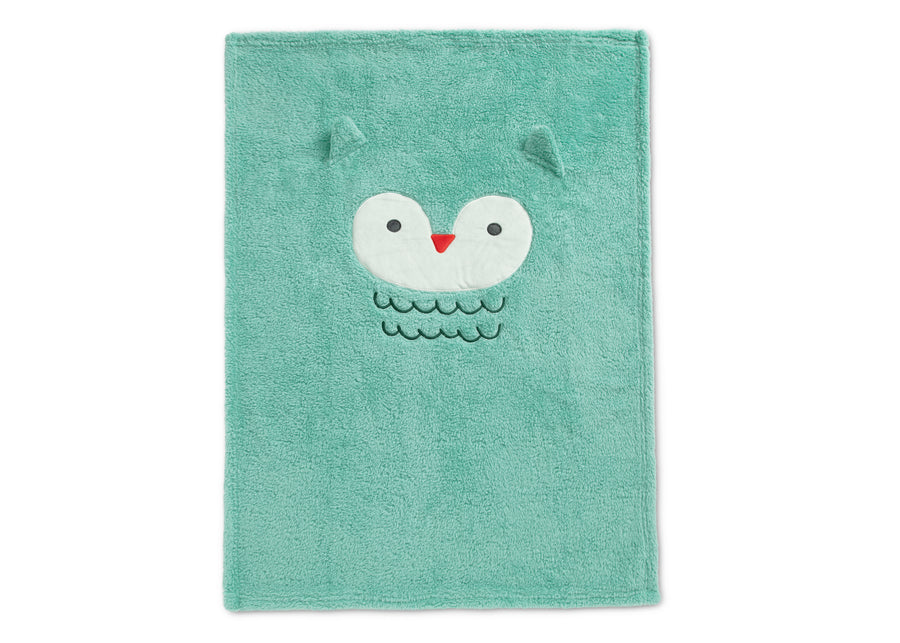 Light Teal Owl (1258) 6-Sherpa Throw Blanket for Kids