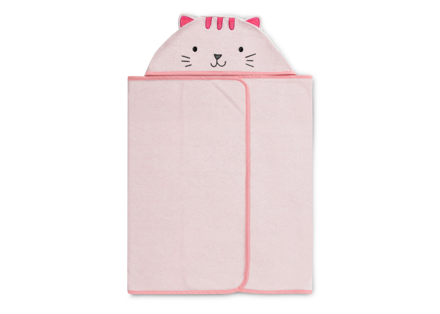 Pink Cat (1261) 4-Kids Hooded Bath Towel with Pockets