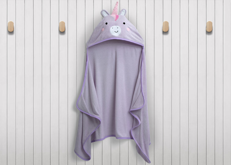 Light Purple Unicorn (1262) 10-Kids Hooded Bath Towel with Pockets