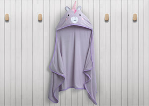 Light Purple Unicorn (1262) 1-Kids Hooded Bath Towel with Pockets