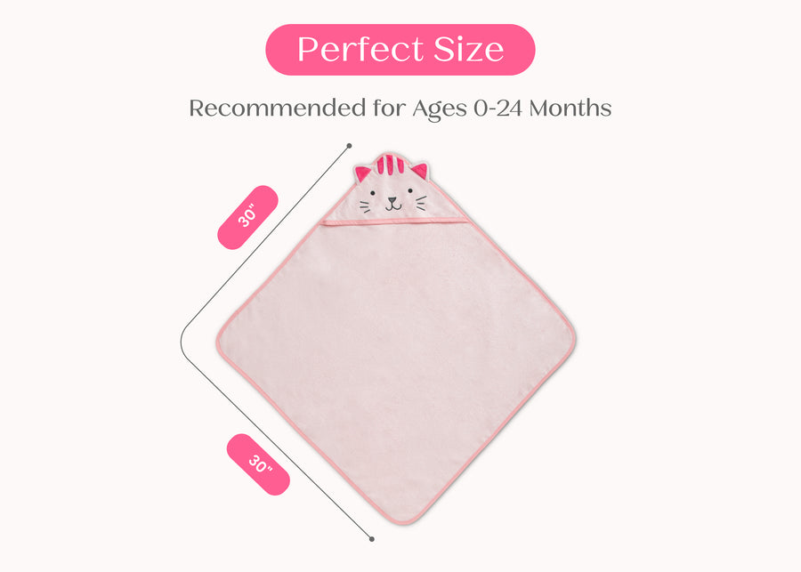 Pink Cat (1261) 35-Baby Hooded Bath Towel