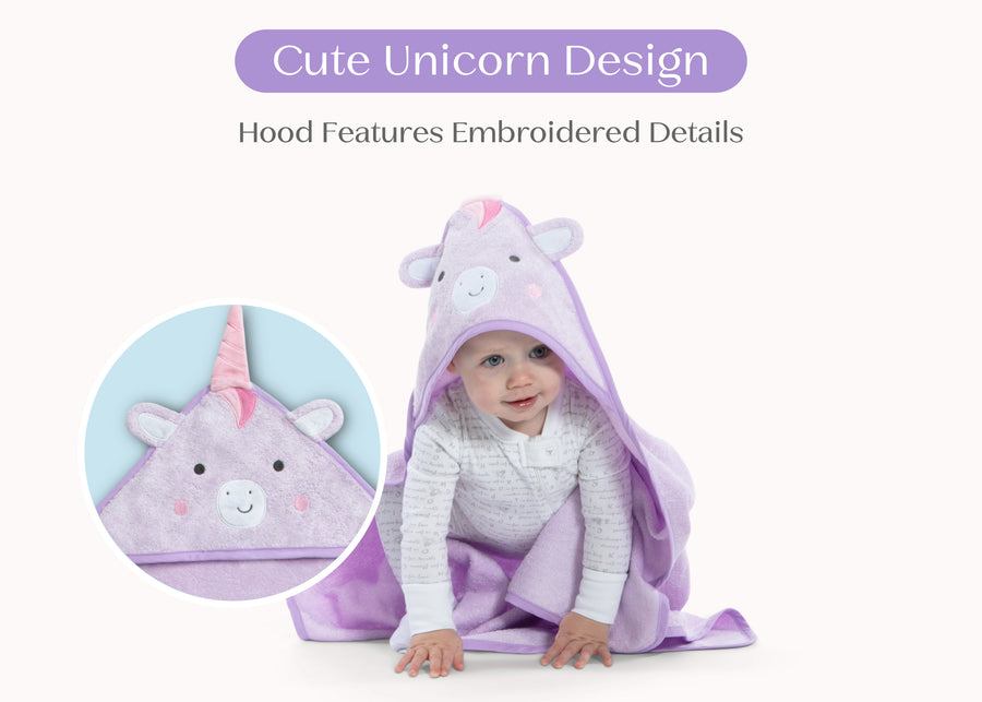 Light Purple Unicorn (1262) 2-Baby Hooded Bath Towel