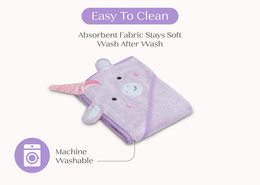 Light Purple Unicorn (1262) 3-Baby Hooded Bath Towel
