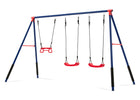 Blue and Red (1637) 5-FunZone Outdoor Metal 3-Piece Swing Set - Includes 2 Swings and 1 Trapeze Bar