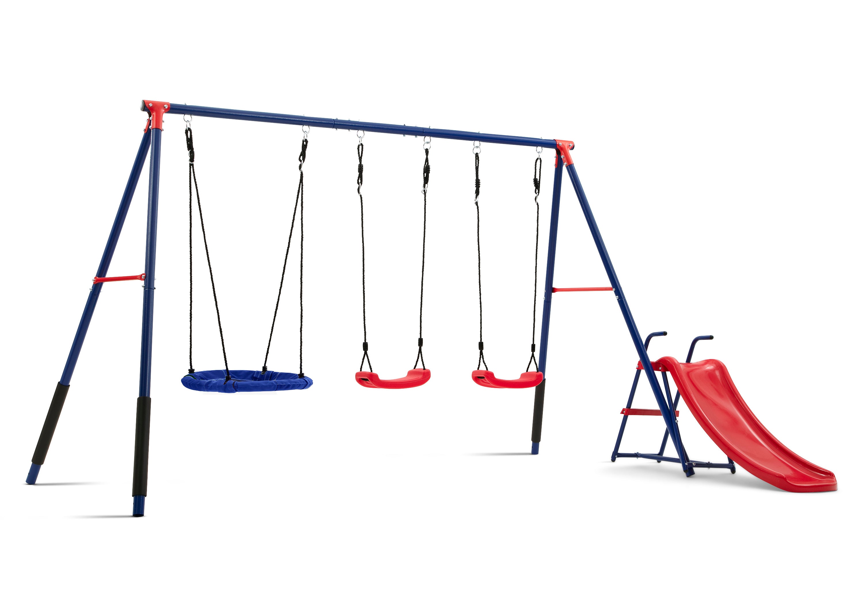 FunZone Outdoor Metal 4-Piece Swing Set - Includes 2 Swings, 1