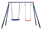Blue and Red (1637) 3-FunZone Outdoor Metal 2-Piece Swing Set - Includes 1 Swing and 1 Disc/Saucer Swing