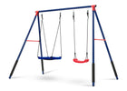Blue and Red (1637) 5-FunZone Outdoor Metal 2-Piece Swing Set - Includes 1 Swing and 1 Disc/Saucer Swing