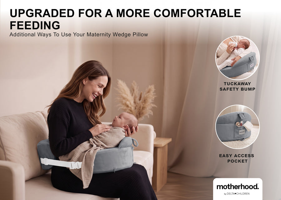 Grey (NO) 27-Nursing Pillow with Adjustable Safety Strap