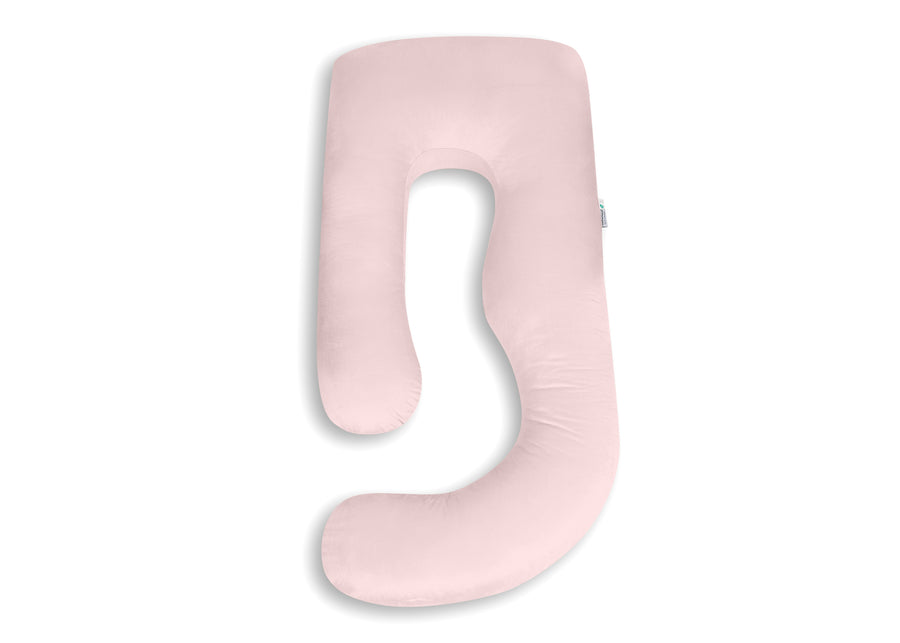 A light pink U-shaped baby support pillow with a soft, plush texture, shown on a clean white background. 40-U-Shaped Pregnancy Pillow