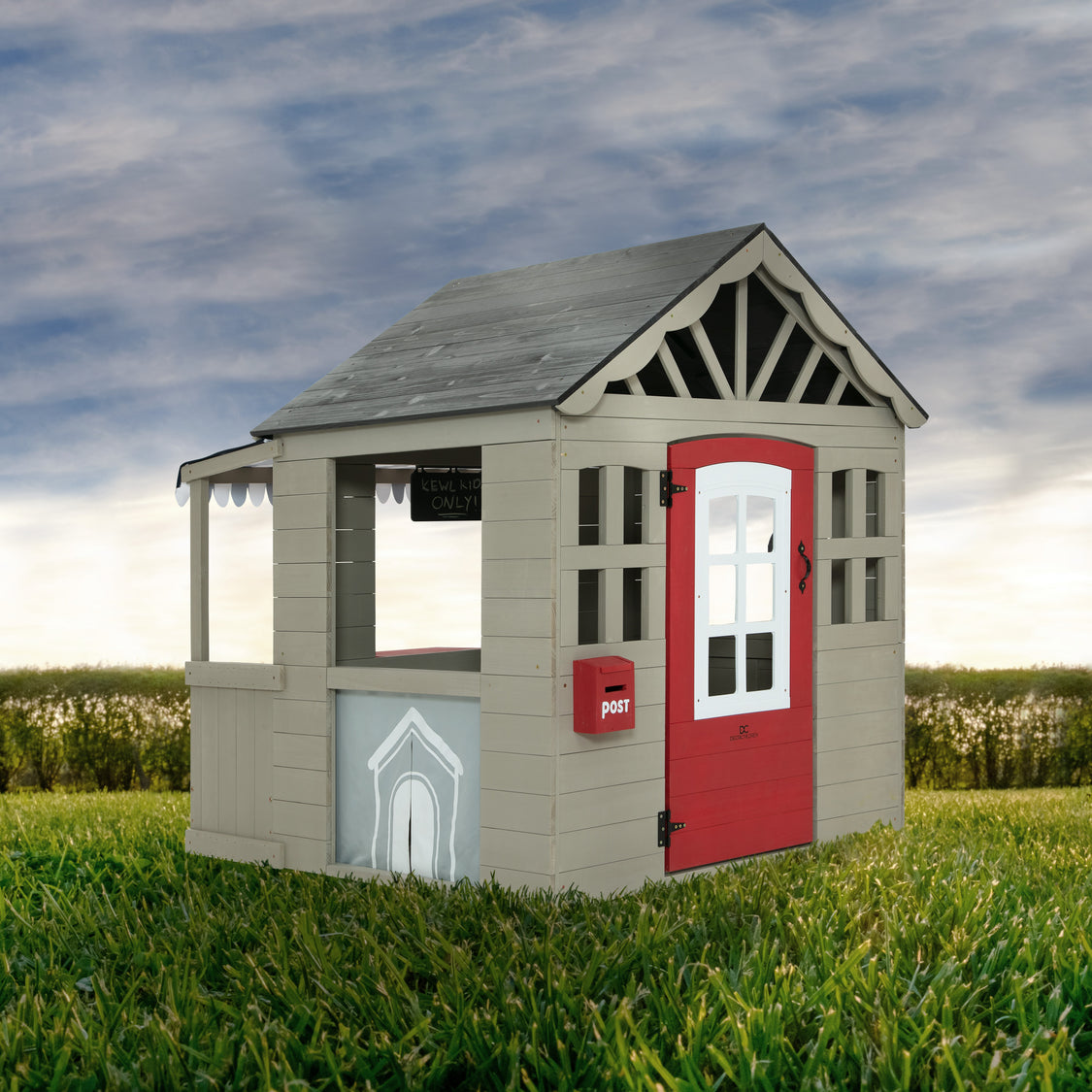 MySize Deluxe Outdoor Playhouse with Play Sink with Running Water, Picnic Table & Mailbox