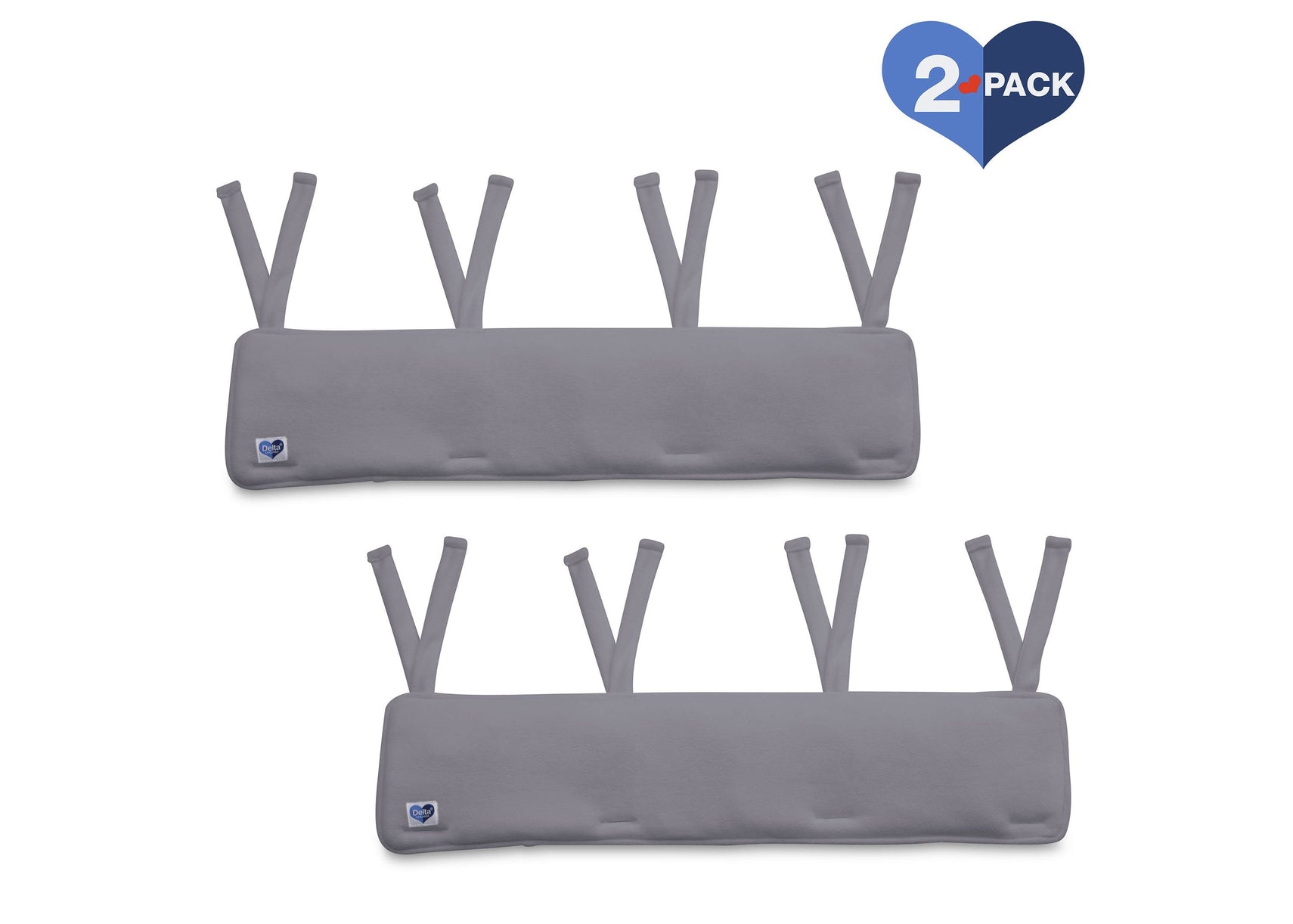 Delta Children Grey (026) Waterproof Fleece Crib Rail Covers/Protectors for Short Side Rails, 2 Pack, Main View