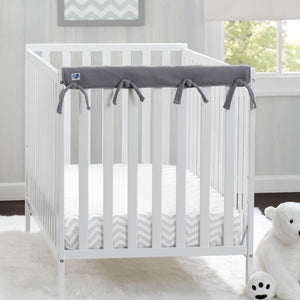 Delta Children Grey (026) Waterproof Fleece Crib Rail Covers/Protectors for Short Side Rails, 2 Pack, Lifestyle View 1