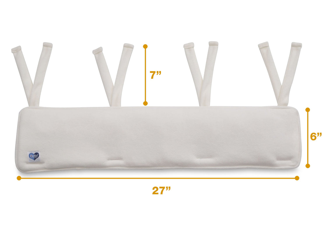 Delta Children Ivory (124) Waterproof Fleece Crib Rail Covers/Protectors for Short Side Rails, 2 Pack, Measured View