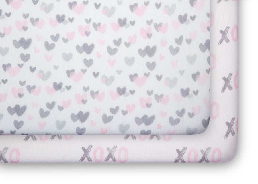 Hearts N Kisses (3021) 2-Hearts N Kisses Fitted Crib Sheets - 2 Pack