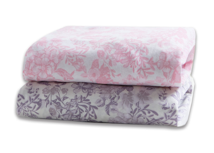 DCB: Pastel Floral (3032) 7-Pastel Floral Fitted Crib Sheets - 2 Pack