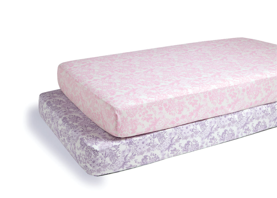Pastel Floral (3032) 5-Pastel Floral Fitted Crib Sheets - 2 Pack