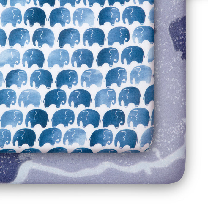 SA2038 3413 crib sheets watercolorelephant silo 101 3-Watercolor Elephant Fitted Crib Sheets - 2 Pack