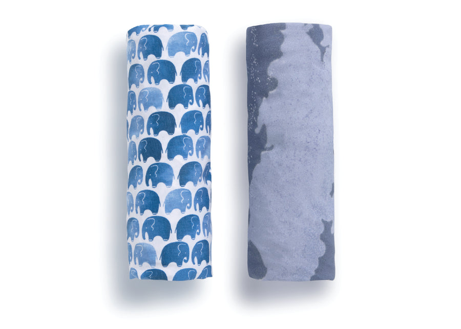 Watercolor Elephant (3413) 6-Watercolor Elephant Fitted Crib Sheets - 2 Pack