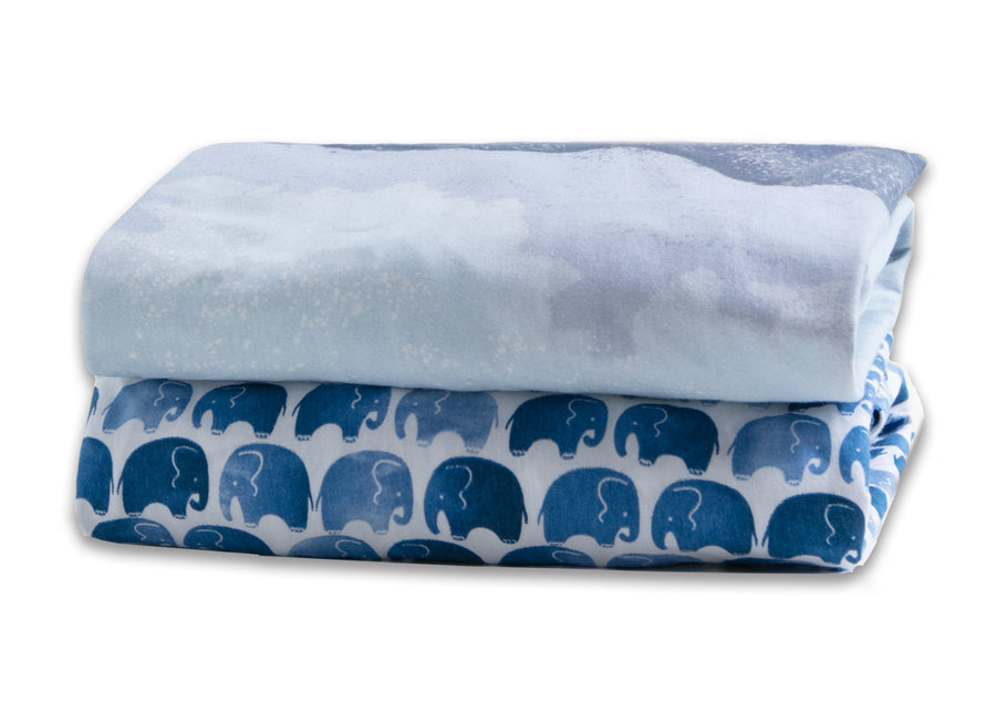 DCB: Watercolor Elephant (3413) 7-Watercolor Elephant Fitted Crib Sheets - 2 Pack