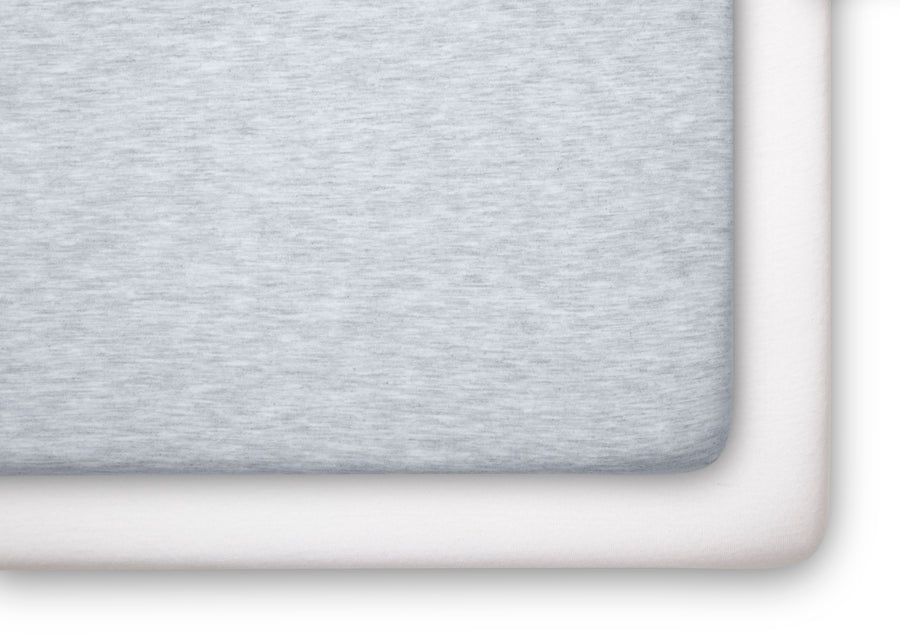 Assorted (999) 2-Fitted Crib Sheets - 2 Pack, White & Heather Grey