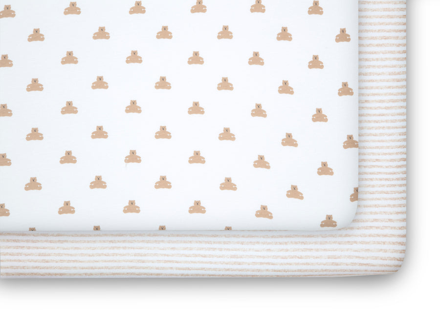 babyGap Tan Teddy Bears & Stripes 100% Organic Cotton Crib Sheets - 2 Pack 9-babyGap Tan Teddy Bears & Stripes 100% Organic Cotton Crib Sheets - 2 Pack