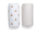 Tan Teddy Bears & Stripes (2407) 4-babyGap Tan Teddy Bears & Stripes 100% Organic Cotton Crib Sheets - 2 Pack
