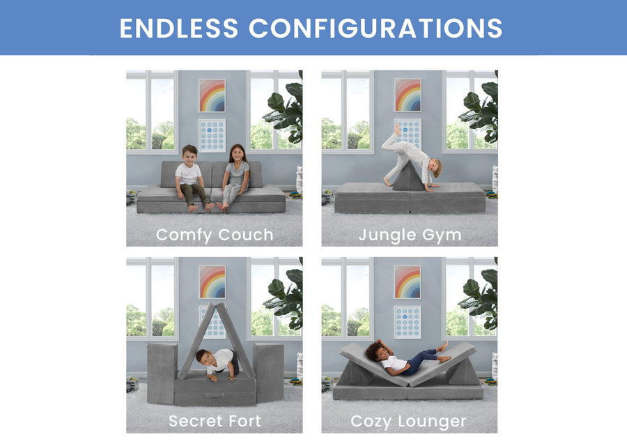 Grey Suede (5000) 2-Cozee Play Couch & 4-Piece Lounger