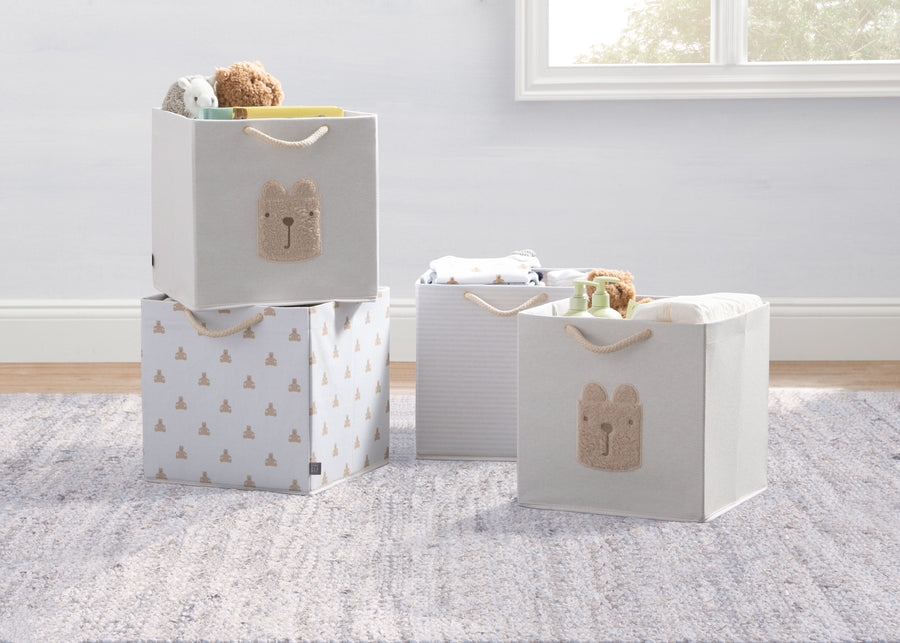 Tan (3410) 7-babyGap 4-Pack Brannan Bear Fabric Storage Bins with Handles