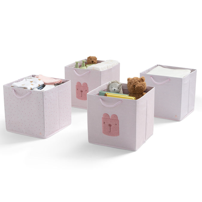 Pink (3030) 2-babyGap 4-Pack Brannan Bear Fabric Storage Bins with Handles