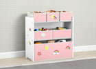 Green and Pink (1651) 2-Design & Store 6 Bin Toy Storage Organizer with Interchangeable Patches