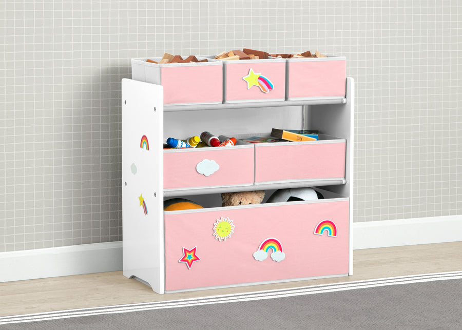Green and Pink (1651) 2-Design & Store 6 Bin Toy Storage Organizer with Interchangeable Patches