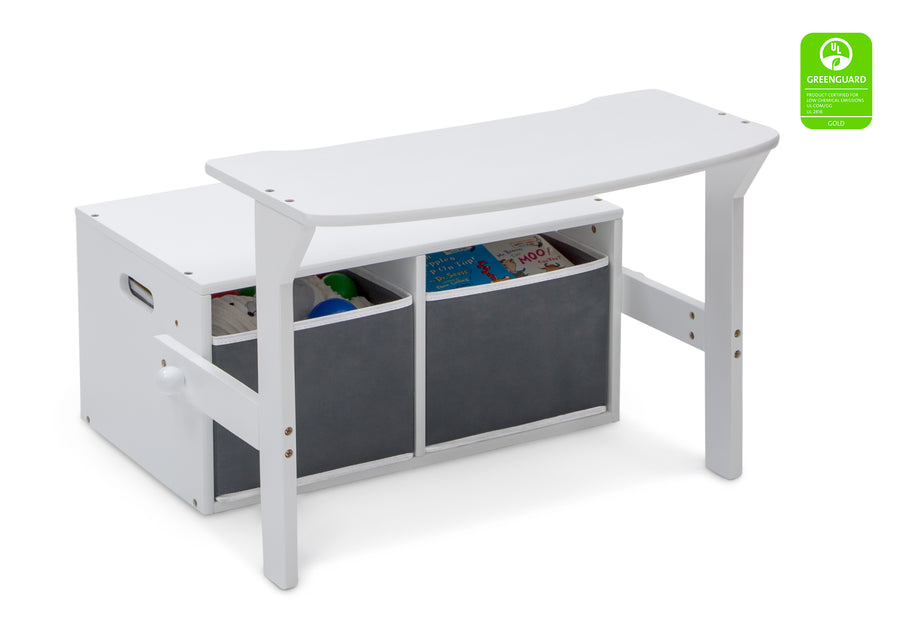 Delta Children Bianca White (130) MySize Activity Bench, Right Desk Silo View 9-MySize Activity Bench