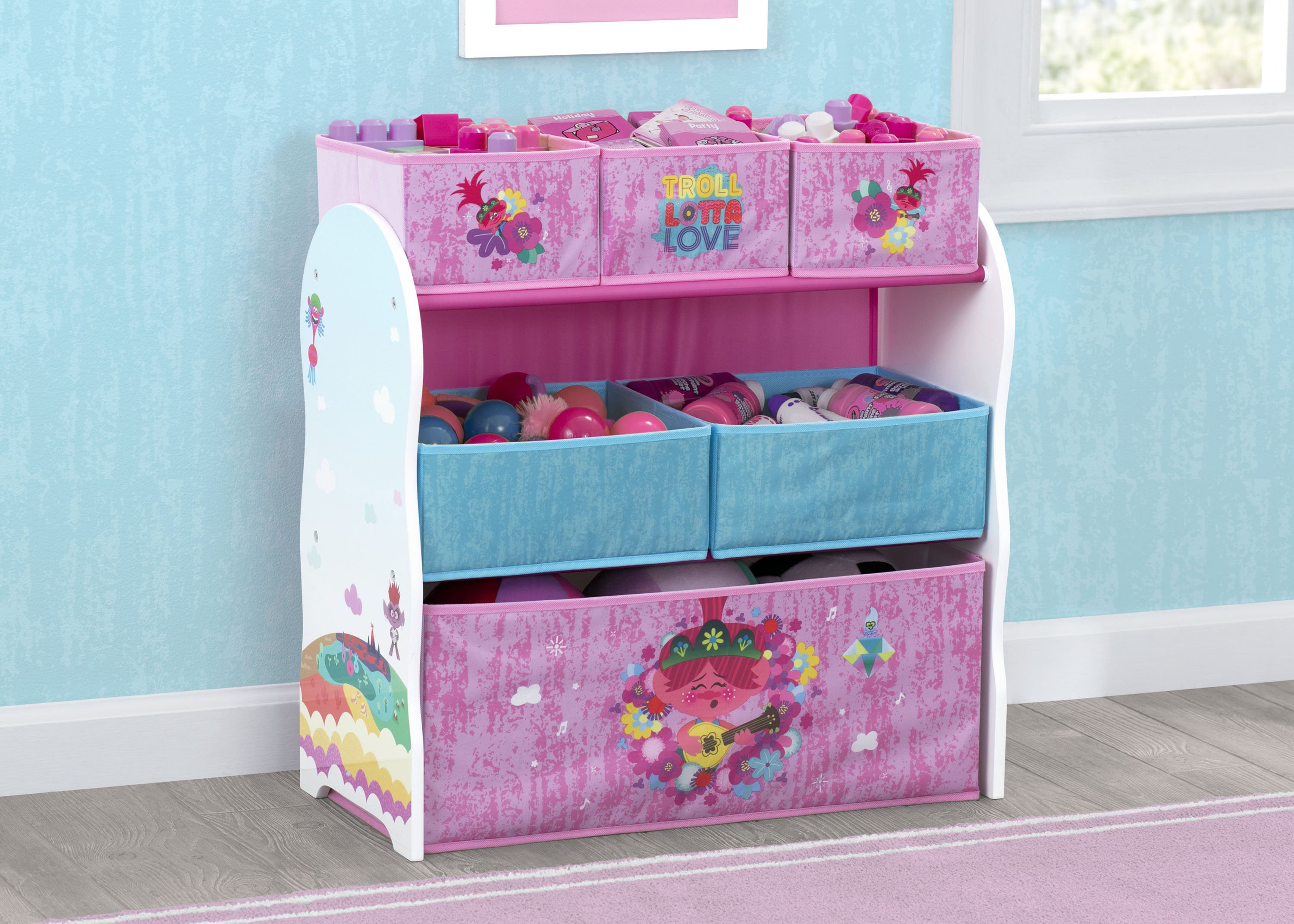 Trolls World Tour Design and Store 6 Bin Toy Organizer | Delta
