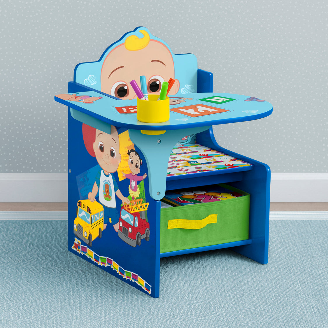 delta children chair desk CoComelon Chair Desk with Storage Bin