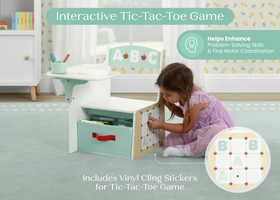 Natural and Sage Green (1703) 2-ABC Alphabet Chair Desk with Storage Bin