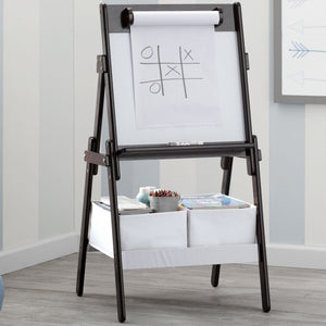 Dark Chocolate (207) 24-Classic Kids Whiteboard/Dry Erase Easel with Paper Roll and Storage