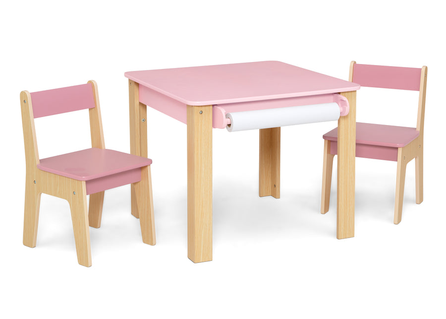 Blush Pink (1271) 2-GapKids Table and 2 Chair Set with Paper Roll Holder