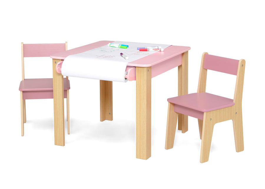 Blush Pink (1271) 4-GapKids Table and 2 Chair Set with Paper Roll Holder