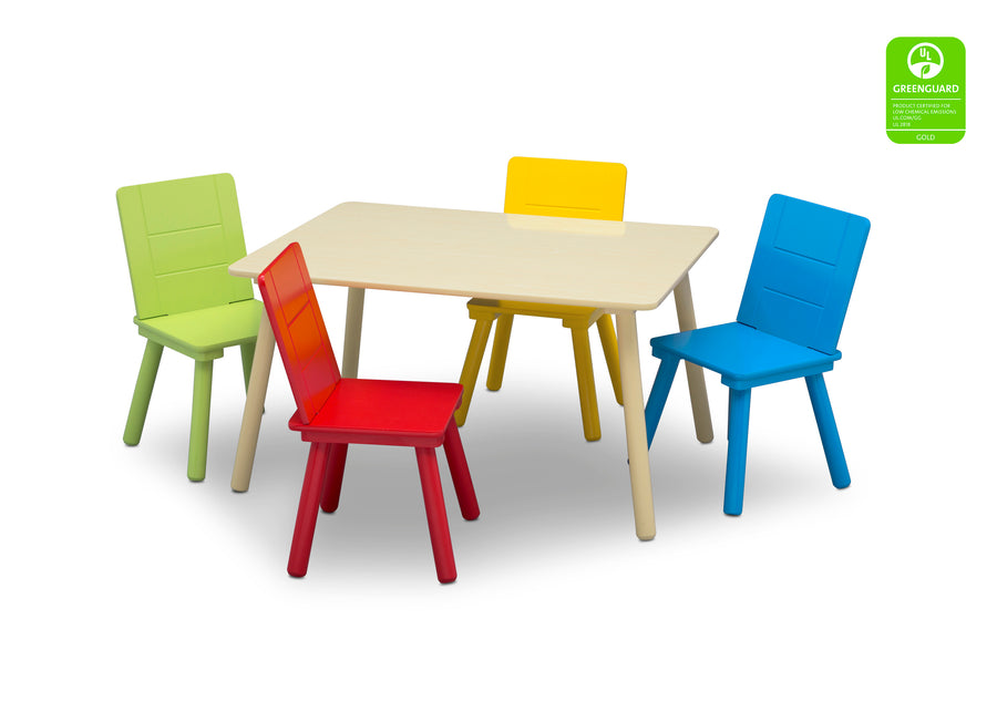 Natural and Primary Colors (1189) 14-Kids Table and Chair Set (4 Chairs Included)