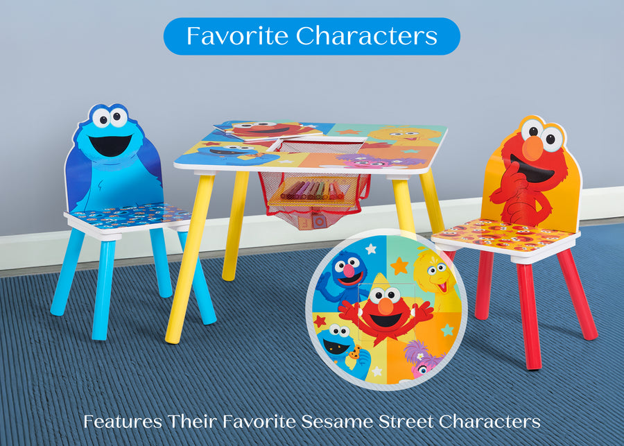 Sesame Street (1149) 3-Sesame Street Table and Chair Set With Storage