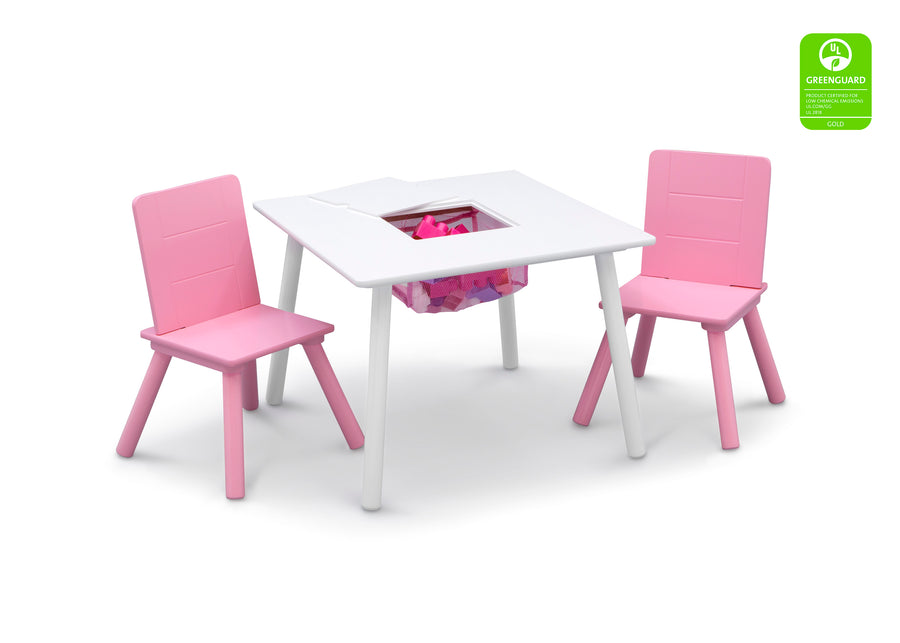 Bianca White (130) 7-Kids Table and Chair Set with Storage (2 Chairs Included)