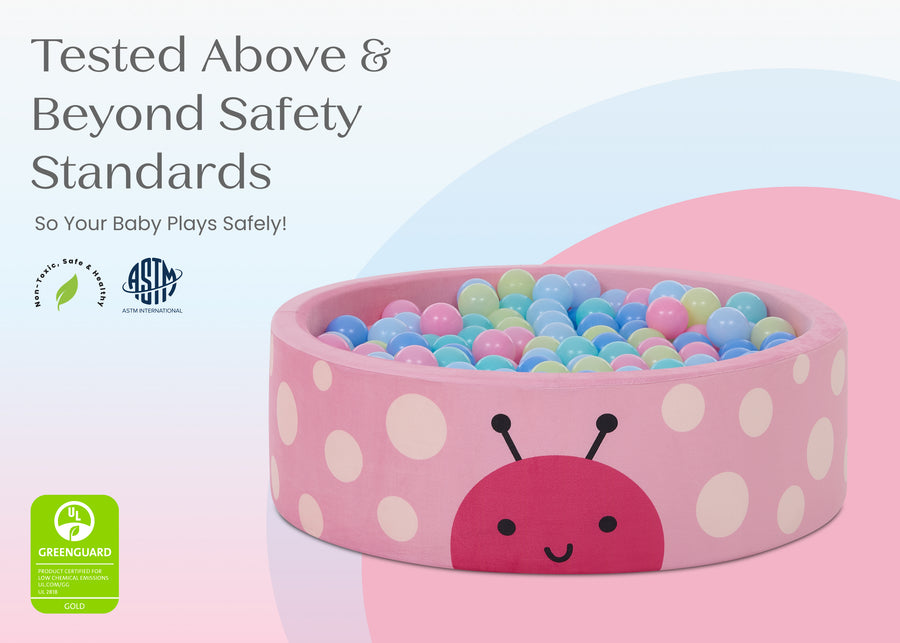 Pink (1717) 7-Ladybug Soft Ball Pit with 50 Play Balls