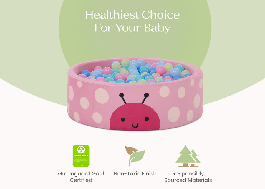 Pink (1717) 6-Ladybug Soft Ball Pit with 50 Play Balls